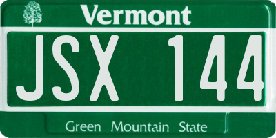 VT license plate JSX144