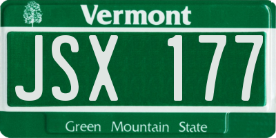 VT license plate JSX177