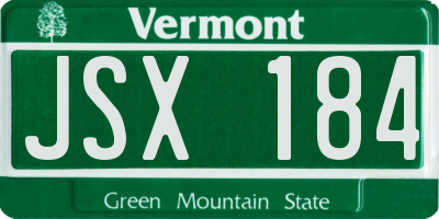 VT license plate JSX184