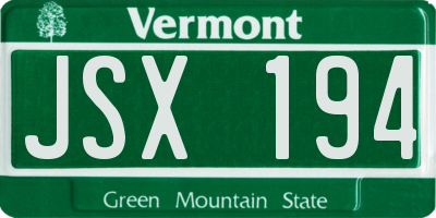 VT license plate JSX194