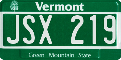 VT license plate JSX219