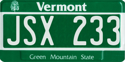 VT license plate JSX233