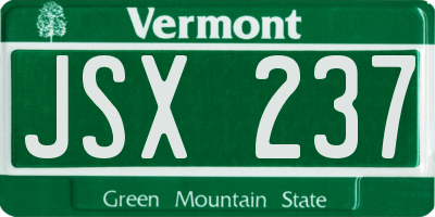 VT license plate JSX237