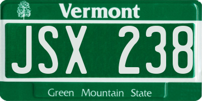 VT license plate JSX238