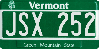 VT license plate JSX252