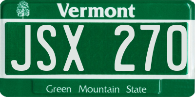 VT license plate JSX270