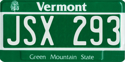 VT license plate JSX293