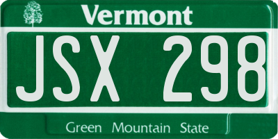 VT license plate JSX298