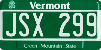VT license plate JSX299