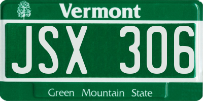 VT license plate JSX306