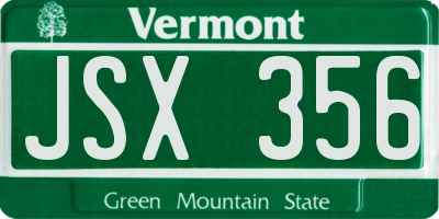 VT license plate JSX356