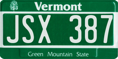 VT license plate JSX387