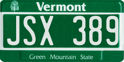 VT license plate JSX389