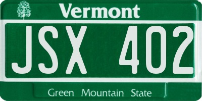VT license plate JSX402