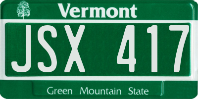 VT license plate JSX417