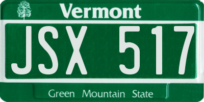VT license plate JSX517