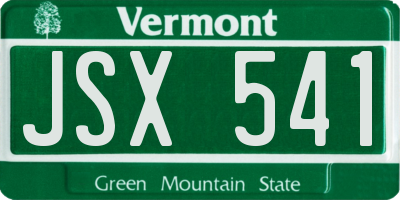 VT license plate JSX541