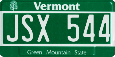 VT license plate JSX544
