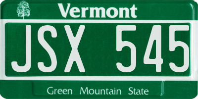 VT license plate JSX545