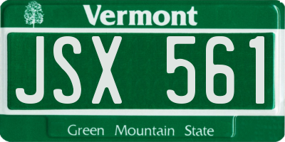 VT license plate JSX561
