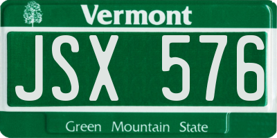 VT license plate JSX576