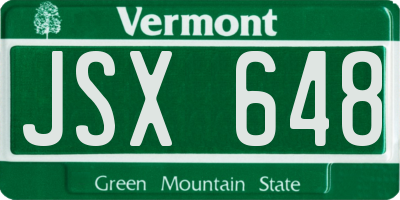 VT license plate JSX648