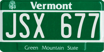 VT license plate JSX677
