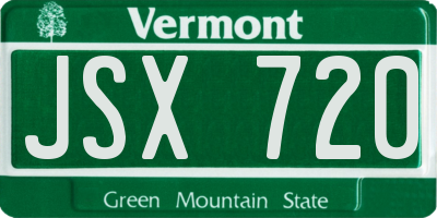 VT license plate JSX720