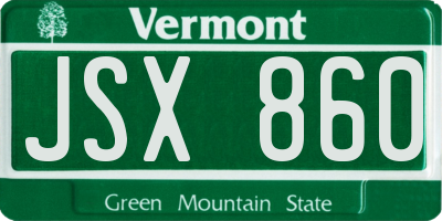 VT license plate JSX860