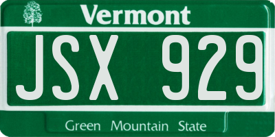 VT license plate JSX929