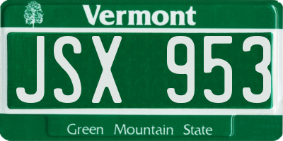 VT license plate JSX953
