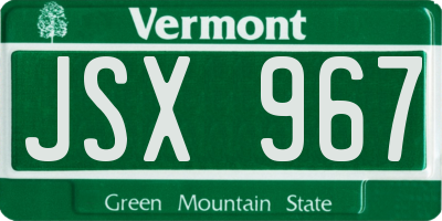 VT license plate JSX967
