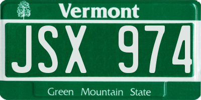 VT license plate JSX974