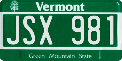 VT license plate JSX981