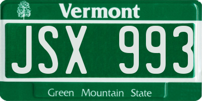 VT license plate JSX993