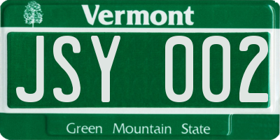 VT license plate JSY002