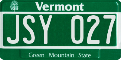 VT license plate JSY027