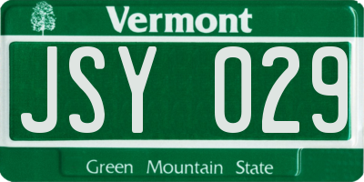 VT license plate JSY029