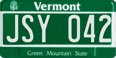 VT license plate JSY042
