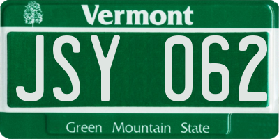 VT license plate JSY062