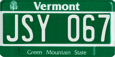 VT license plate JSY067