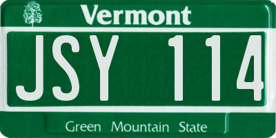 VT license plate JSY114