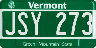 VT license plate JSY273
