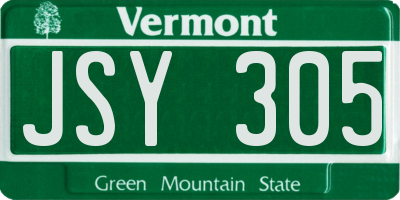 VT license plate JSY305