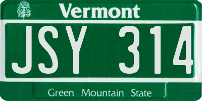 VT license plate JSY314