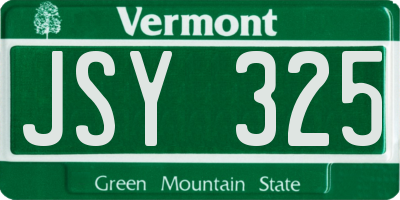 VT license plate JSY325