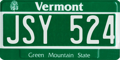 VT license plate JSY524
