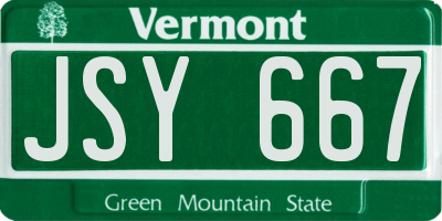 VT license plate JSY667