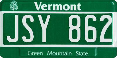 VT license plate JSY862