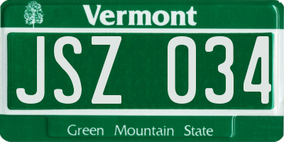 VT license plate JSZ034